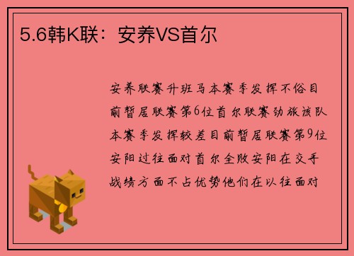 5.6韩K联：安养VS首尔